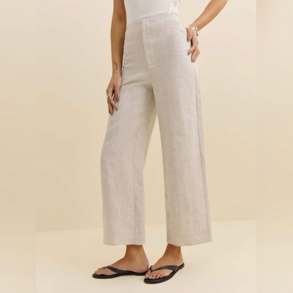 Reformation Pants - Reformation Oatmeal Joni Linen Cropped Pant Size 0